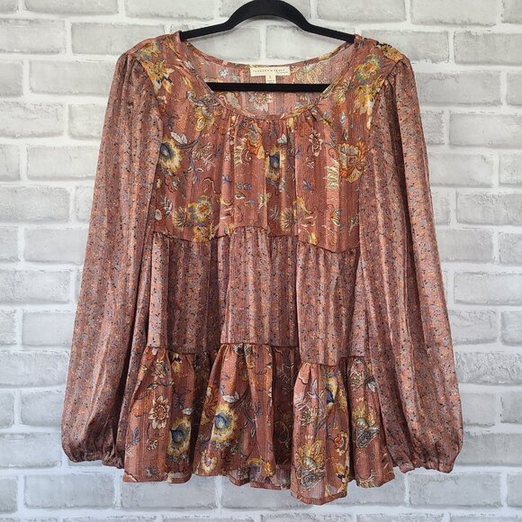 Farmers Market Floral Peasant Top Boho NWT NEVER WORN - Picture 1 of 10